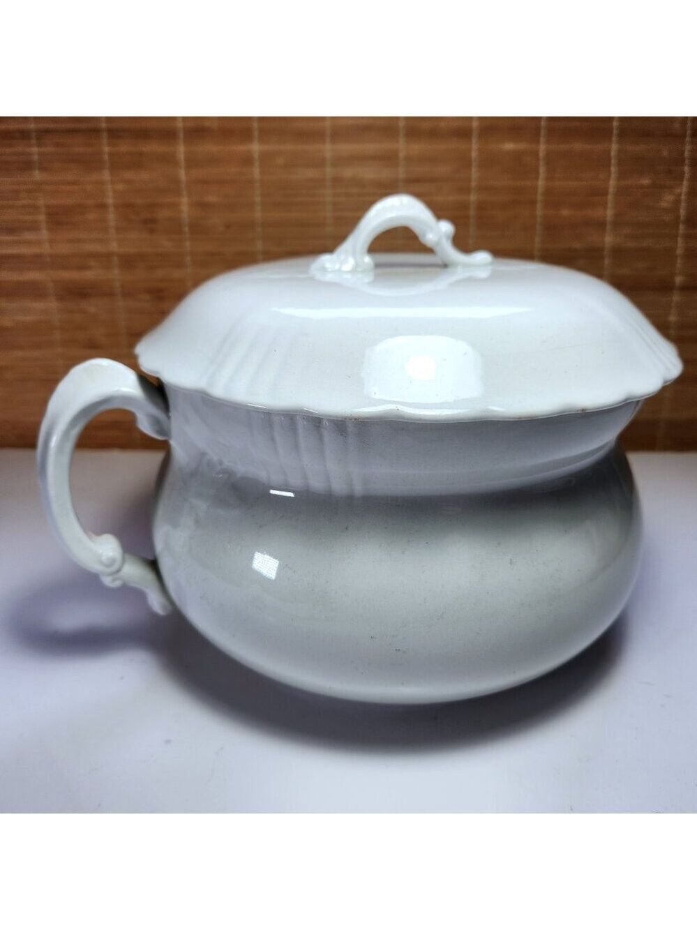Antique Ironstone Chamber Pot with Lid John Edwards England Victorian Farmhouse